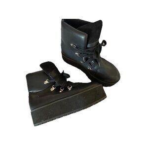 Forever 21 Womens Black Platform Boots Size 6 Mall Goth Emo Witchcore Whimsigoth